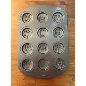 Wilton 12 Mini Mold Halloween Cookie Pan Bat,‎ Skull, Tombstone, Etc.
